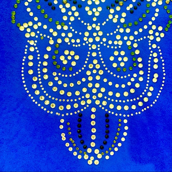 Gorgeous royal blue bedazzled blouse - Picture 2 of 5